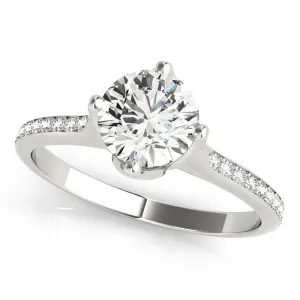 14K White Gold Round Brilliant Diamond Kite Set Pave Accented Engagement Ring (1.15ctw)