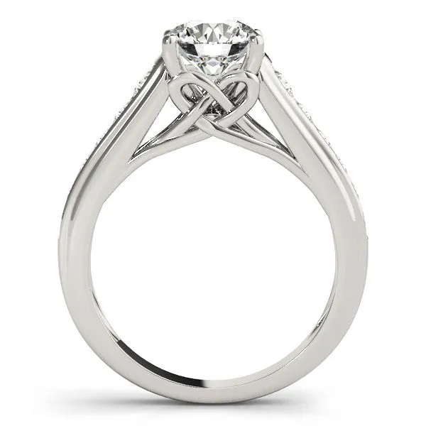 14K White Gold Round Brilliant Diamond Knot Engagement Ring With Pave Accents (1.38ctw)