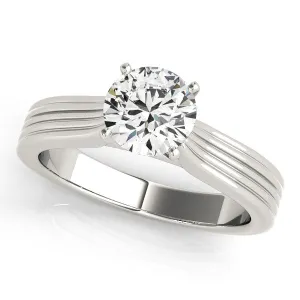 14K White Gold Round Brilliant Diamond Lined Solitaire Engagement Ring