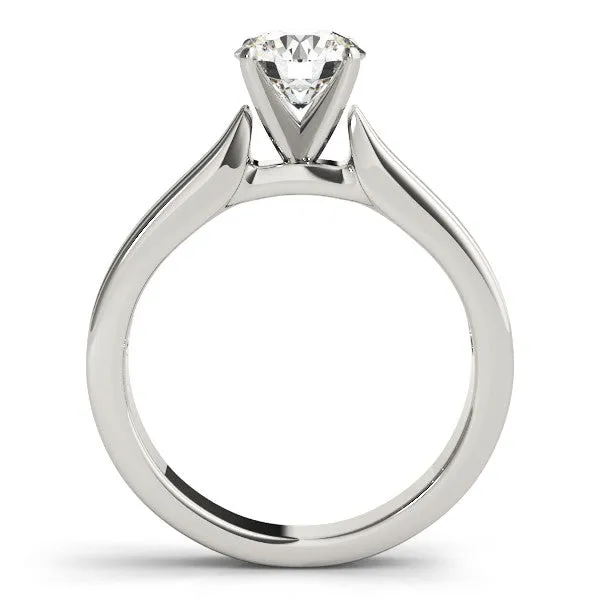 14K White Gold Round Brilliant Diamond Lined Solitaire Engagement Ring