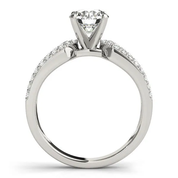 14K White Gold Round Brilliant Diamond Multi-Cut Vintage Inspired Engagement Ring With Pave Accents