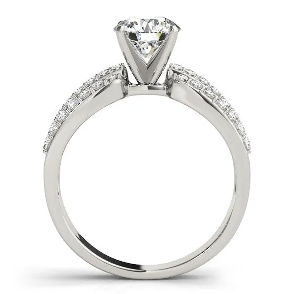 14K White Gold Round Brilliant Diamond Multi-Row Engagement Ring With Pave Accents (1.38ctw)