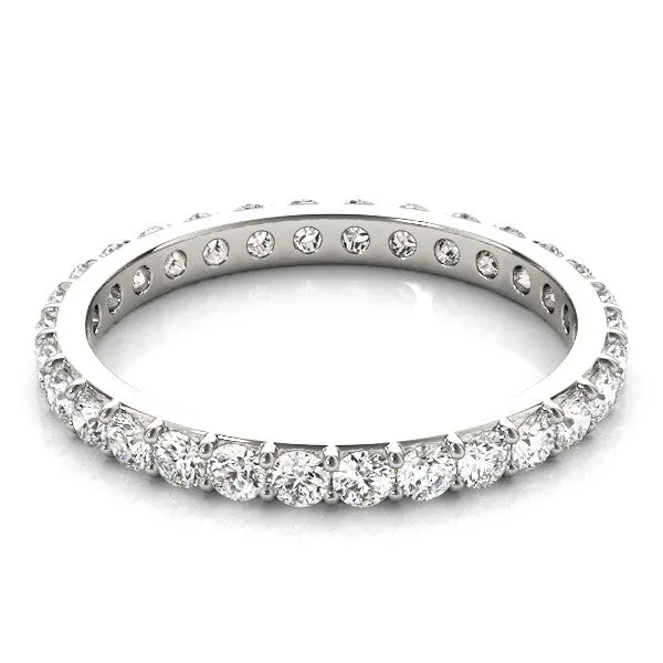 14K White Gold Round Brilliant Diamond Pave Eternity Ring (.40ctw)