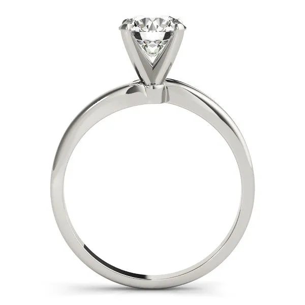 14K White Gold Round Brilliant Diamond Solitaire Bypass Engagement Ring