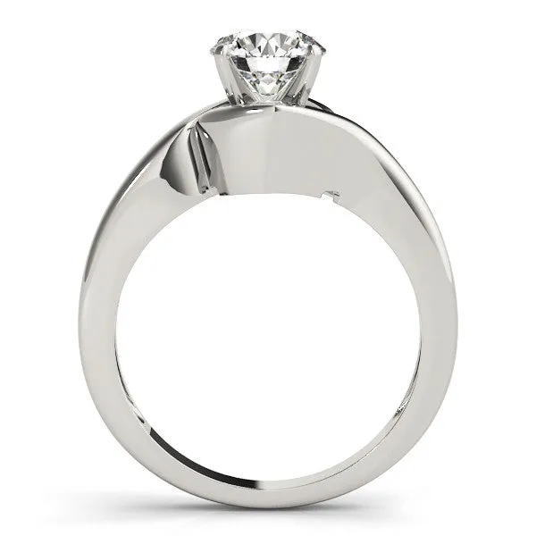 14K White Gold Round Brilliant Diamond Solitaire Bypass Engagement Ring