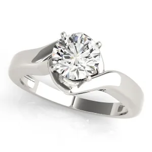 14K White Gold Round Brilliant Diamond Solitaire Bypass Engagement Ring
