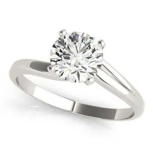 14K White Gold Round Brilliant Diamond Solitaire Bypass Engagement Ring