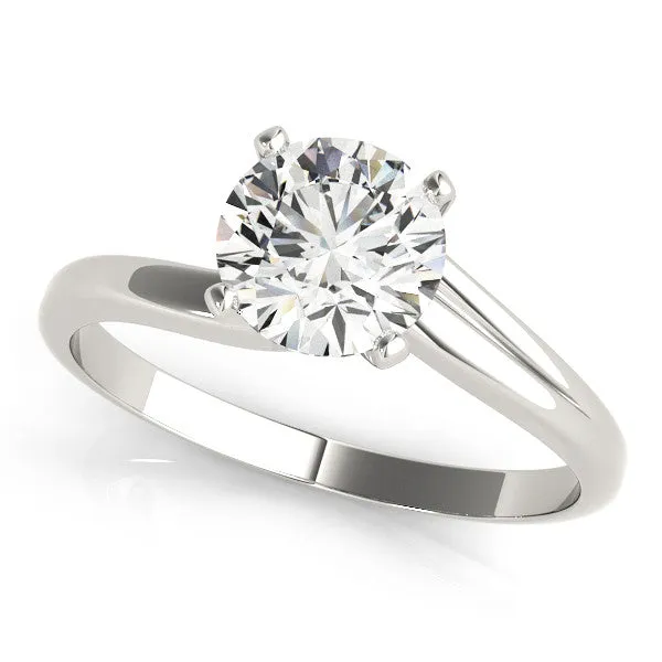14K White Gold Round Brilliant Diamond Solitaire Bypass Engagement Ring