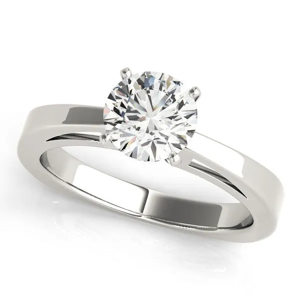 14K White Gold Round Brilliant Diamond Solitaire Engagement Ring