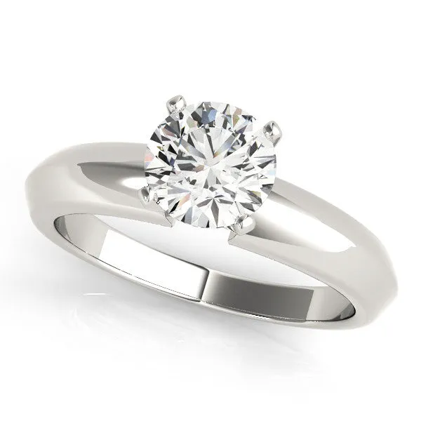 14K White Gold Round Brilliant Diamond Solitaire Engagement Ring