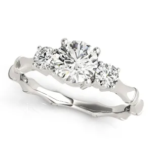 14K White Gold Round Brilliant Diamond Three Stone Engagement Ring