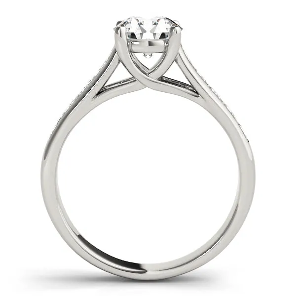 14K White Gold Round Brilliant Diamond Trellis Engagement Ring With Channel Set Accent Diamonds (1.38ctw)
