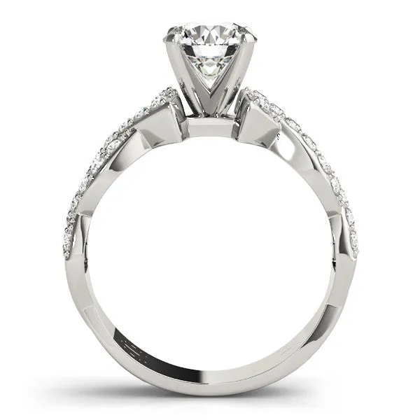 14K White Gold Round Brilliant Diamond Twist Engagement Ring With Pave Accents (1.25ctw)