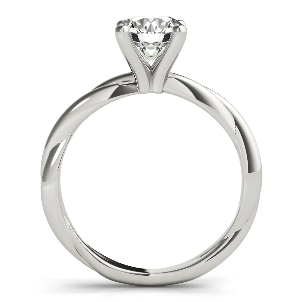14K White Gold Round Brilliant Diamond Twisted Shank Engagement Ring (1ct)