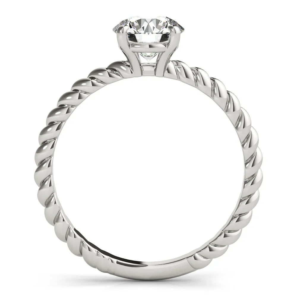 14K White Gold Round Brilliant Diamond Twisted Shank Solitaire (1ct)