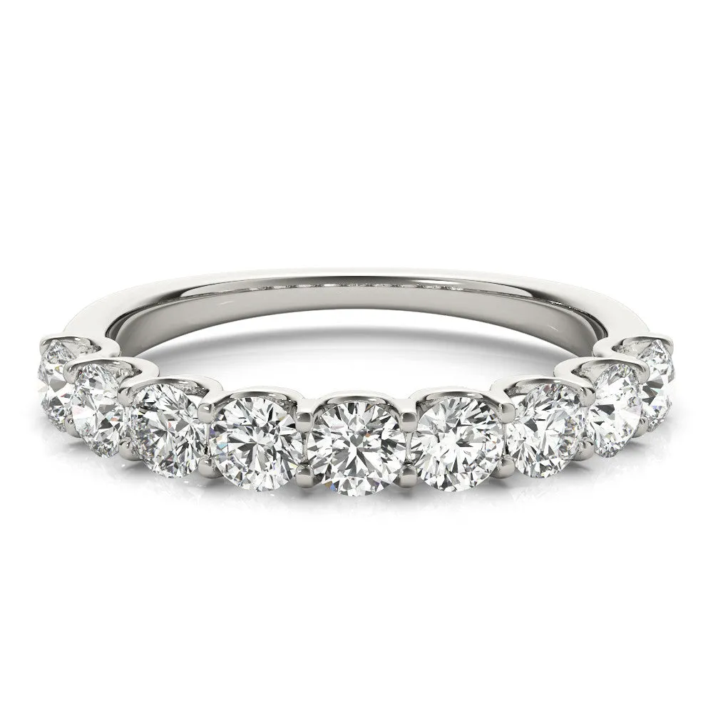 14K White Gold Round Brilliant Diamond U Prong Wedding Ring (1ctw)