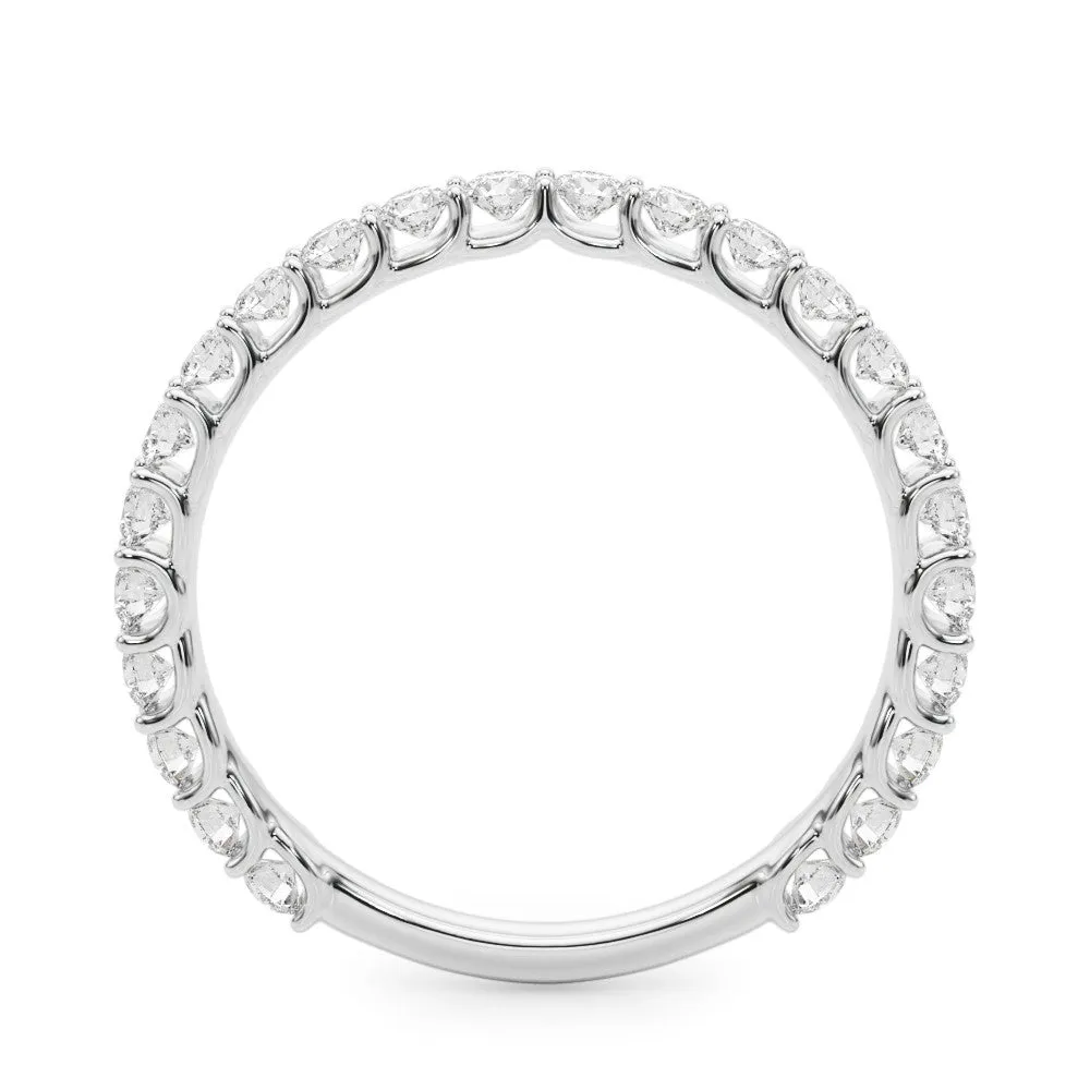 14K White Gold Round Brilliant Diamond U Prong Wedding Ring (.75ctw)