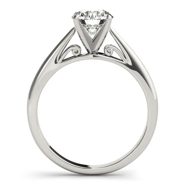 14K White Gold Round Brilliant Diamond Vintage Inspired Solitaire Engagement Ring