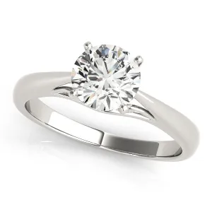 14K White Gold Round Brilliant Diamond Vintage Inspired Solitaire Engagement Ring