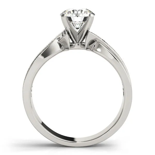 14K White Gold Round Brilliant Diamond Wide Soliatire Engagement Ring (1ct)