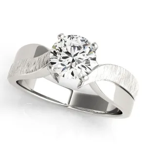 14K White Gold Round Brilliant Diamond Wide Soliatire Engagement Ring (1ct)
