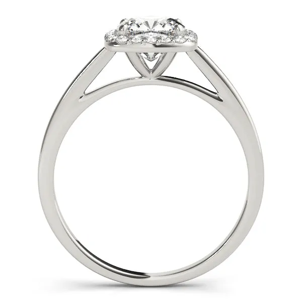 14K White Gold Round Brilliant Diamond With Cushion Halo Engagement Ring (1.15ctw)