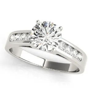 14K White Gold Round Brilliant Engagement Ring With Channel Set Accent Diamonds (1.25ctw)