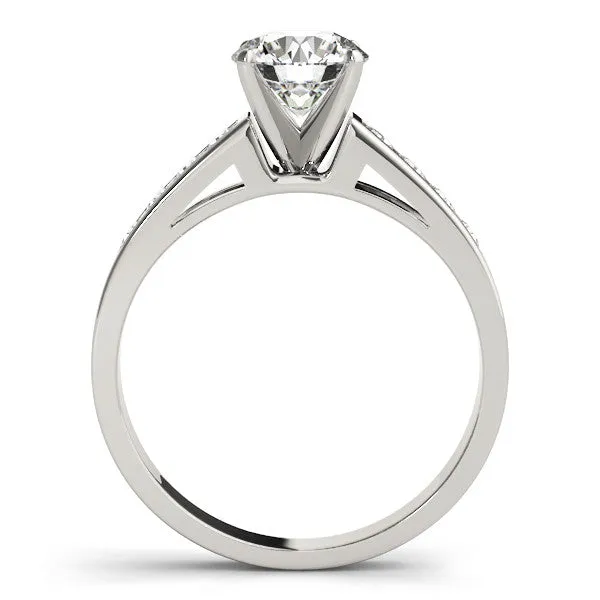 14K White Gold Round Brilliant Engagement Ring With Channel Set Accent Diamonds (1.25ctw)