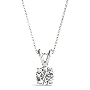 14K White Gold Round Brilliant Four Prong Diamond Solitaire (1ct)