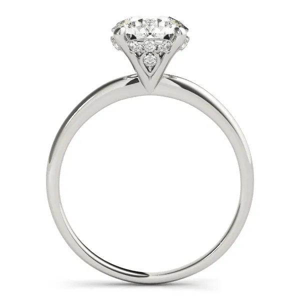 14K White Gold Round Brilliant Hidden Halo With Peek-a-boo Diamonds Engagement Ring