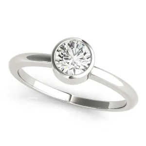 14K White Gold Round Brilliant Low Bezel Set Diamond Engagement Ring (1ct)