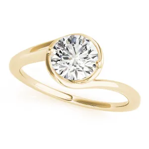 14K White Gold Round Brilliant Semi-Bezel Freeform Diamond Engagement Ring (1ct)