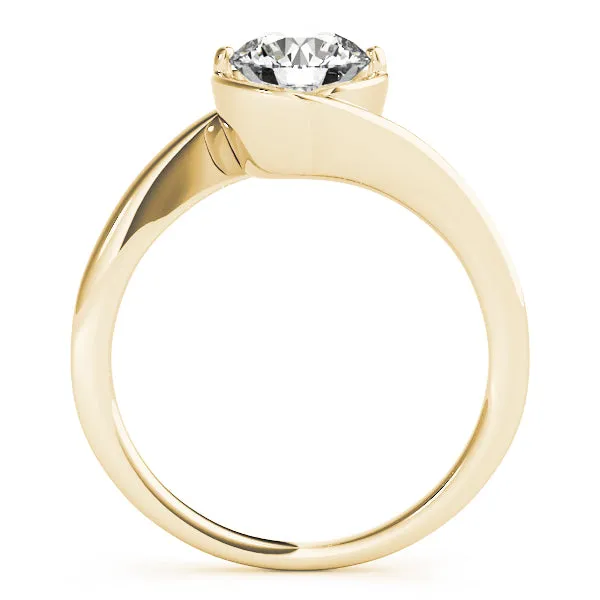 14K White Gold Round Brilliant Semi-Bezel Freeform Diamond Engagement Ring (1ct)