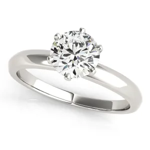 14K White Gold Round Brilliant Six Prong Diamond Solitaire Engagement Ring (1ct)