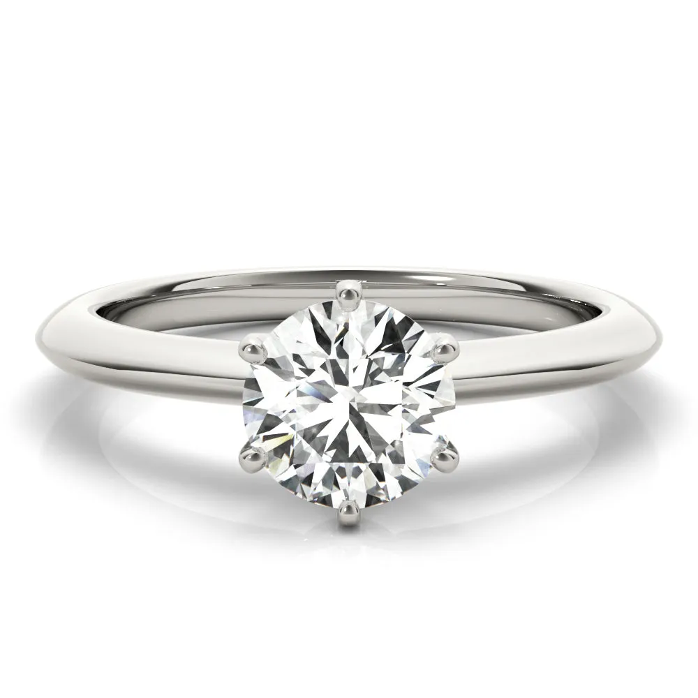 14K White Gold Round Brilliant Six Prong Knife Edge Solitaire Engagement Ring (1ct)