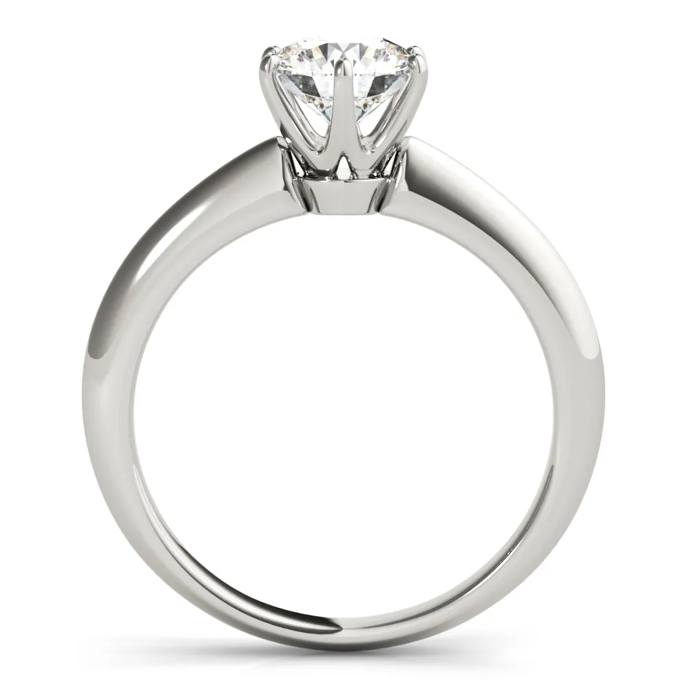 14K White Gold Round Brilliant Six Prong Knife Edge Solitaire Engagement Ring (1ct)
