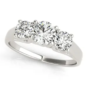 14K White Gold Round Brilliant Three Diamond Trellis Engagement Ring