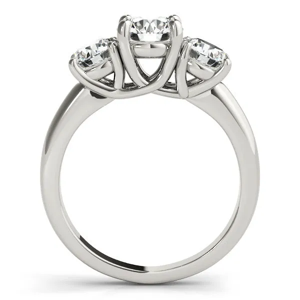 14K White Gold Round Brilliant Three Stone Diamond Engagement Ring