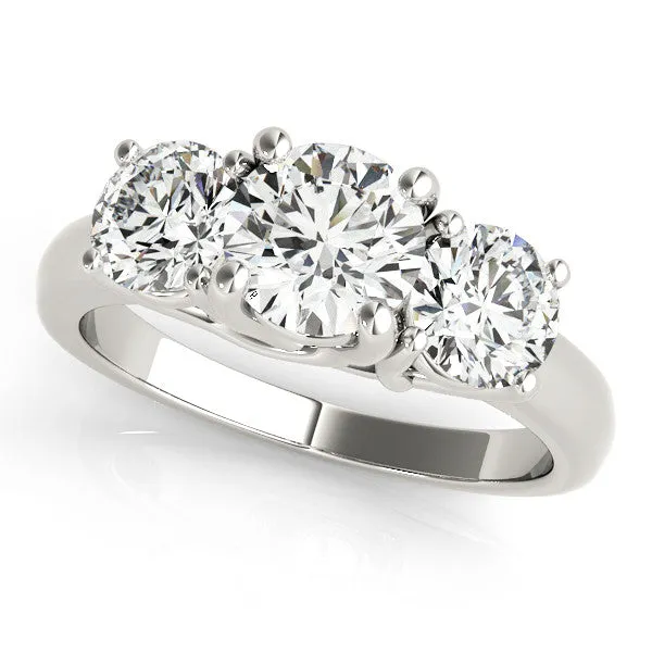 14K White Gold Round Brilliant Three Stone Diamond Engagement Ring