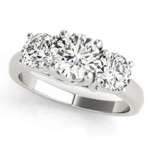 14K White Gold Round Brilliant Three Stone Diamond Engagement Ring