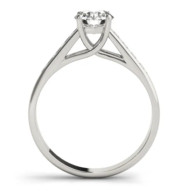 14K White Gold Round Brilliant Trellis Engagement Ring With Channel Set Diamond Accents (1.12ctw)