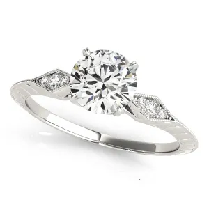 14K White Gold Round Brilliant Vintage Inspired Accented Diamond Engagement Ring (1.15ctw)
