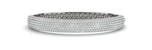 14K White Gold Seven Row Pave Diamond Bangle (6.75ctw)