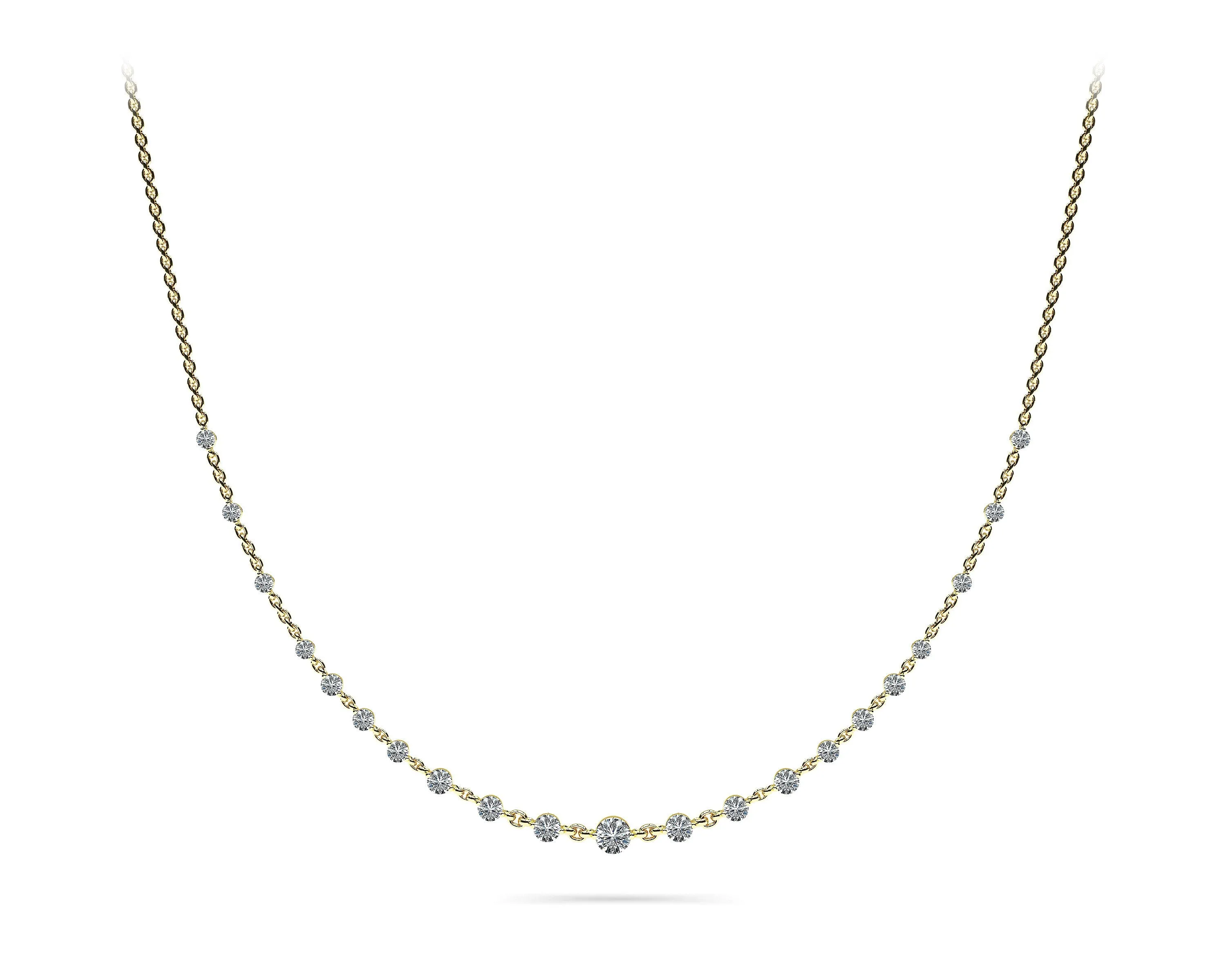 14K Yellow Gold Floating Round Diamond Necklace (4ctw)