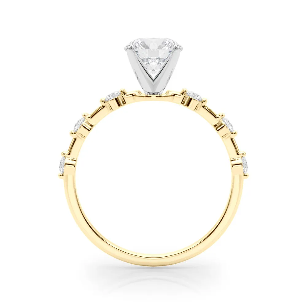 14K Yellow Gold Lab-Grown Round Brilliant Diamond Scattered Diamond Engagement Ring