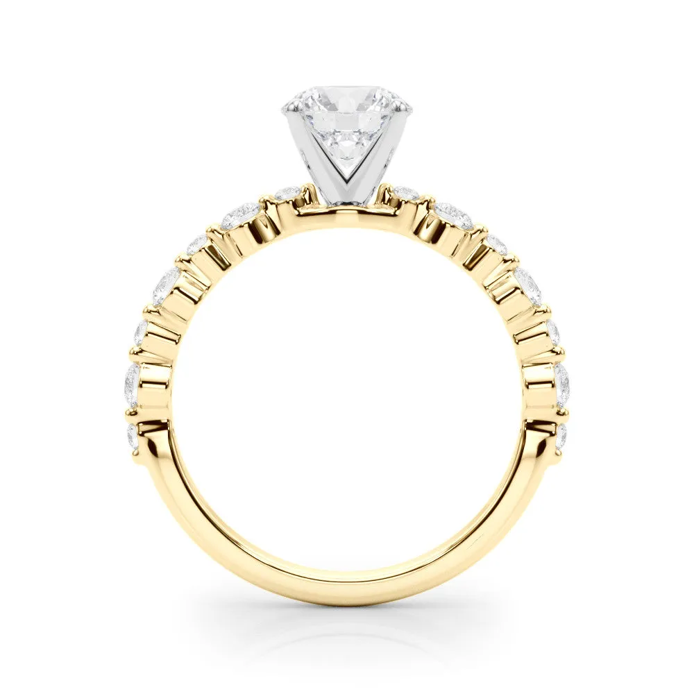 14K Yellow Gold Lab-Grown Round Brilliant Diamond Shared Prong Engagement Ring - Options Available