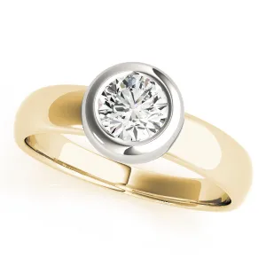 14K Yellow Gold Round Brilliant Bezel Set Diamond Engagement Ring (1ct)