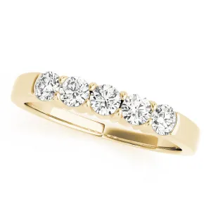 14K Yellow Gold Round Brilliant Diamond 5 Stone Wedding Ring (.33ctw)