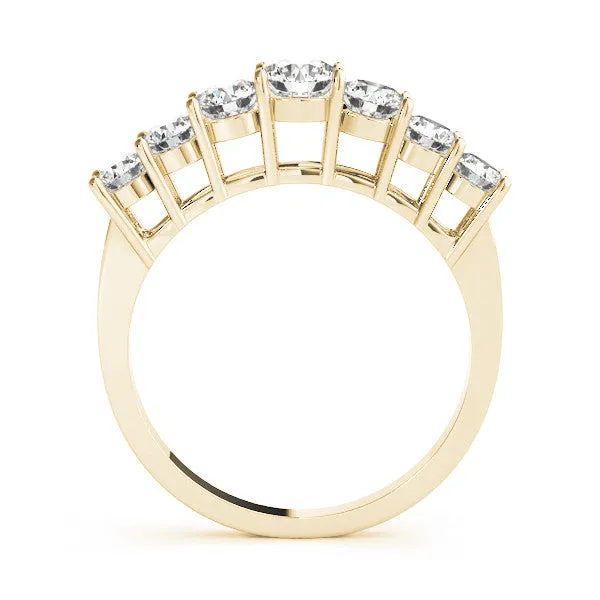 14K Yellow Gold Round Brilliant Diamond 7 Stone Basket Set Wedding Ring (.25ctw)