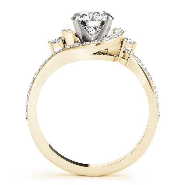 14K Yellow Gold Round Brilliant Diamond Bypass Engagement Ring With Pave Accents (1.38ctw)